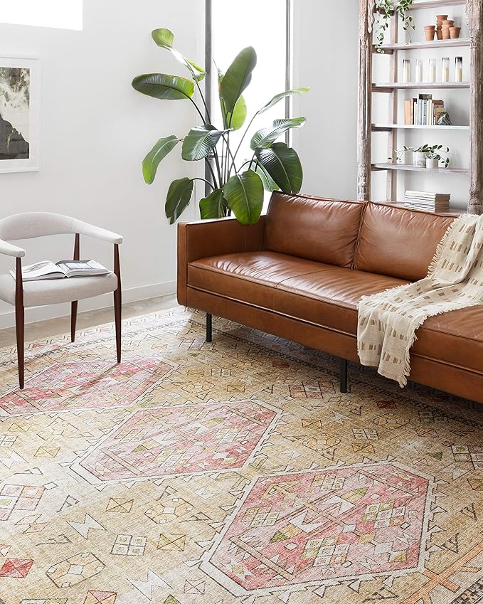 Loloi II Skye Collection SKY-04 Gold/Blush 5'-0" x 7'-6" Area Rug