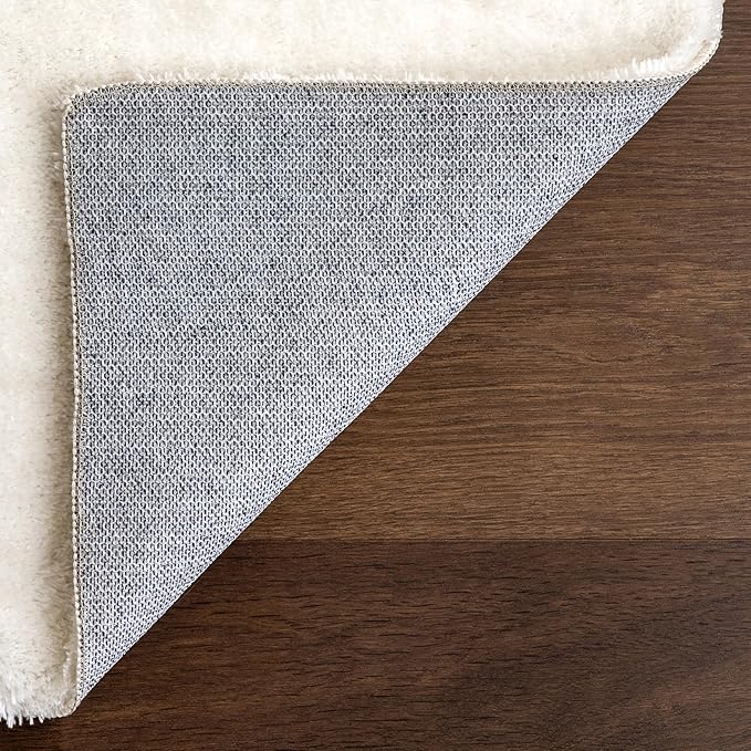 nuLOOM 4' Square Cozy Plush SuperiorWash Area Rug, Machine Washable, Non-Slip, Soft Fluffy Shag Carpet for Living Room Bedroom Kids Room Nursery Home Decor, Loni White