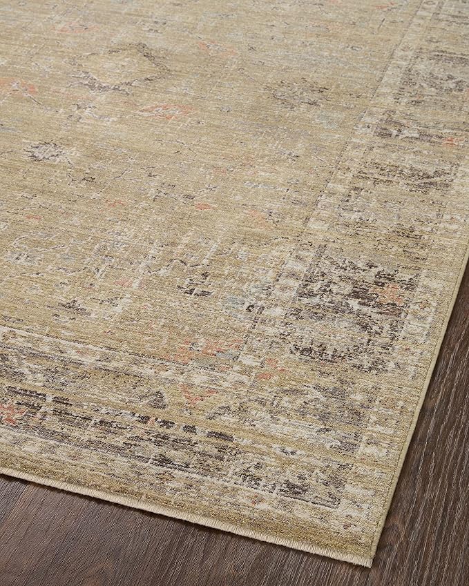Loloi Magnolia Home by Joanna Gaines Millie Collection MIE-03 Gold/Charcoal 9'-6" x 13'-1", .25" Pile Height, Area Rug