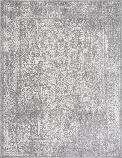 SAFAVIEH Evoke Collection 10' x 14' Silver / Ivory EVK256S Oriental Distressed Non-Shedding Living Room Bedroom Dining Home Office Area Rug