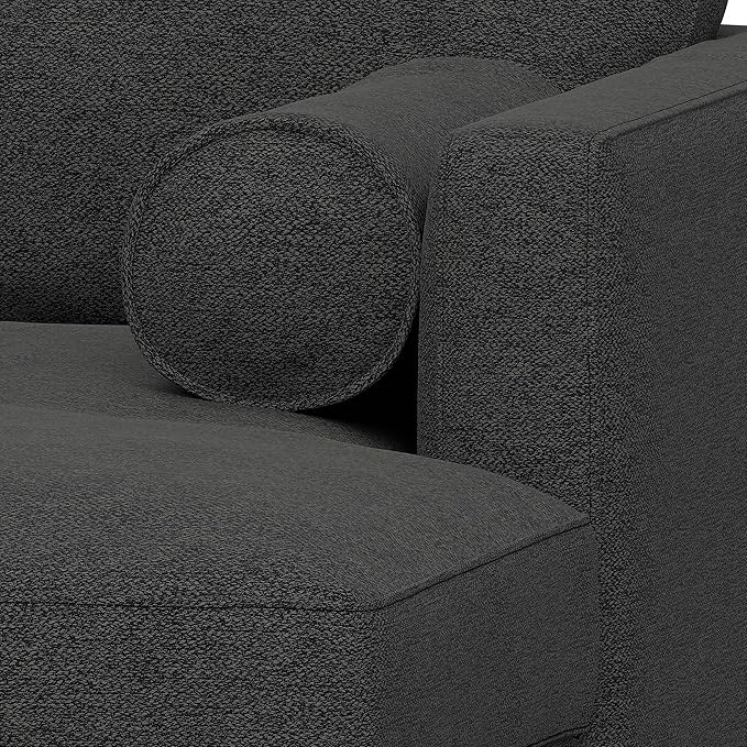 SIMPLIHOME Morrison Right Sectional Sofa in Woven-Blend Recycled Polyester Fabric, Charcoal Grey, 102-inches Wide, L-Shaped Couch with Right Chaise for the Living Room and Family Room