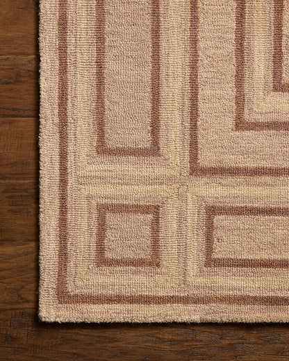 Loloi Chris Loves Julia Alfie Collection ALF-01 Blush/Rose 9'-3" x 13' Area Rug Wool Neutral Living Bedroom Dining Carpet