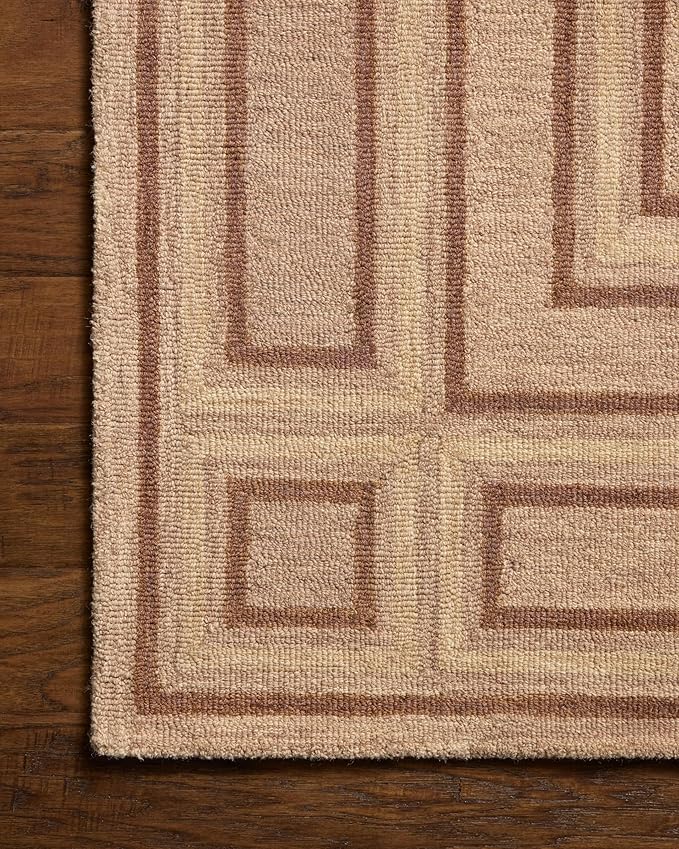 Loloi Chris Loves Julia Alfie Collection ALF-01 Blush/Rose 8'-6" x 11'-6" Area Rug Wool Neutral Living Bedroom Dining Carpet