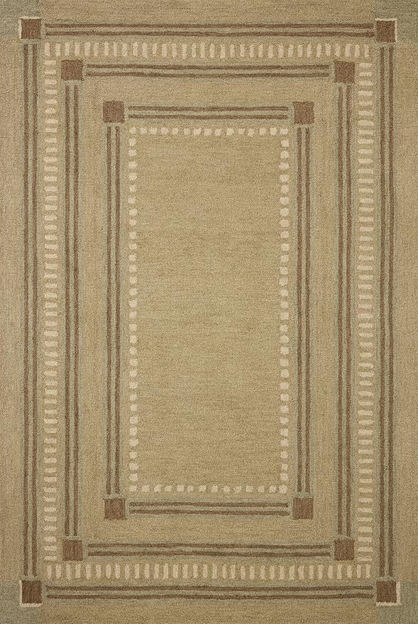 Loloi Chris Loves Julia Alfie Collection ALF-04 Green/Natural 2'-6" x 7'-6" Runner Rug Wool Neutral Living Bedroom Dining Carpet