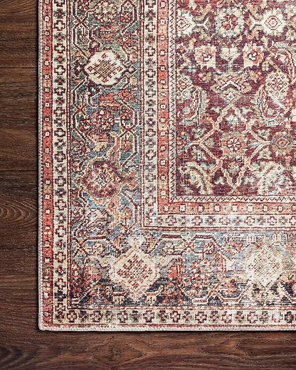 Loloi Layla Collection LAY-11 Cinnamon/Sage 2'-6" x 9'-6" .13" Thick Runner Rug, Soft, Durable, Vintage Inspired, Distressed, Low Pile, Non-Shedding, Easy Clean, Printed, Living Room Rug