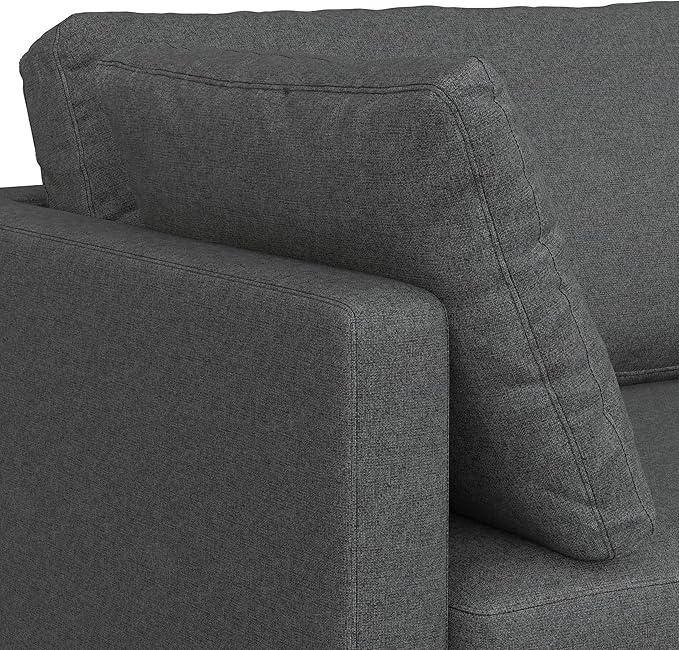 SIMPLIHOME Ava Sofa in 100% Recycled Polyester Tightly Woven Performance Fabric, Pebble Grey, 90-inches Wide, Handcrafted Mid-Century Modern Style Sofa for Living Room or Couch for Family Room