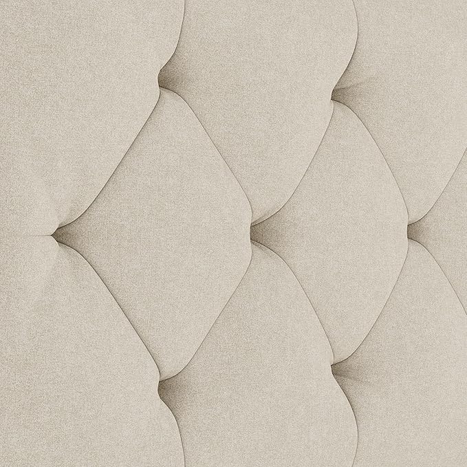 King Upholstered Headboard Only for Bed Frame from 65”-78”, Adjustable Height King XL Headboards with Durable Wood Legs, Fabric Bed Board in Modern Button Design, Beige