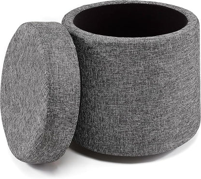 Seville Classics Cushioned Fabric Ottoman Hidden Storage Chest Footrest Chair, Padded Seat for Bedroom, Dorm, Loft, Living Room, Entryway, Hallway, Modern Gray, 15.6" Wobble