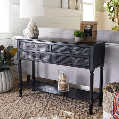 Safavieh Home Collection Haines Black 4-Drawer Bottom Shelf Console Table