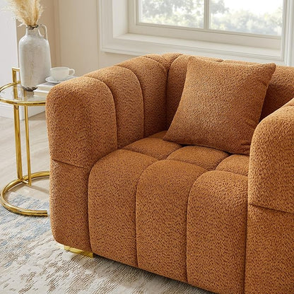 VANOMi 90.94”Cloud Sofa Couch, Modern Deep Seat Boucle Sofa, Oversized Upholstered 3-Seater Comfy Couch Loveseat for Living Room, Bedroom, Office, Apartment, Curry (1 Piece)