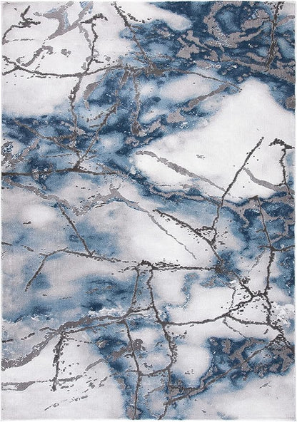 SAFAVIEH Craft Collection X-Large Area Rug - 12' x 15', Grey & Blue, Modern Abstract Design, Non-Shedding & Easy Care, Ideal for High Traffic Areas in Living Room, Bedroom (CFT877L)