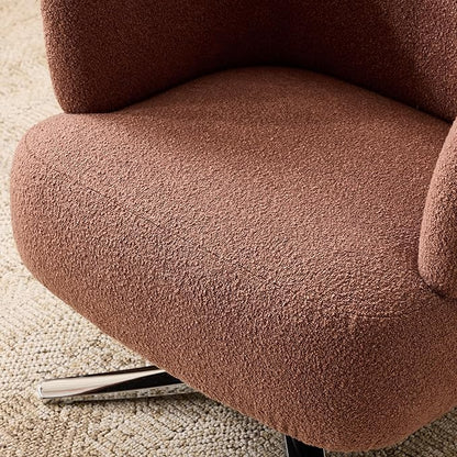 Pro 360° Swivel Accent Chair, Cuddle-Style Lounge Chair with Ergonomic Wrap-Around Backrest, 500LBS Capacity Red Linen Fabric Rotatable Sofa Chair for Living Room, Balcony, Study