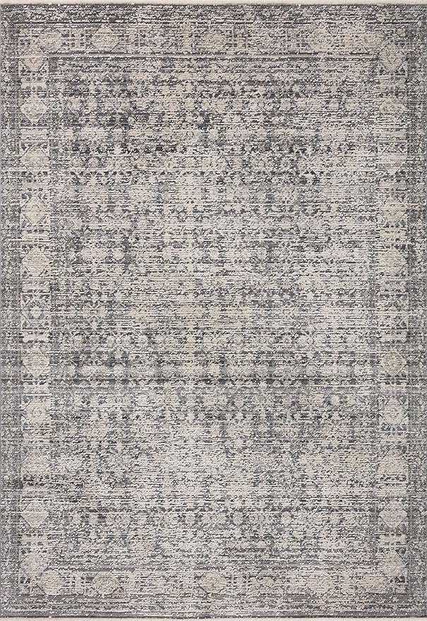 Loloi Amber Lewis Alie Collection ALE-03 Charcoal/Dove 5'-3'' x 5'-3'', .13'' Pile Height, Round Area Rug