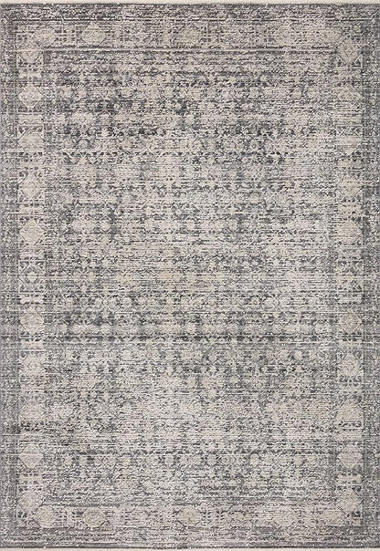 Loloi Amber Lewis Alie Collection ALE-03 Charcoal/Dove 5'-3'' x 5'-3'', .13'' Pile Height, Round Area Rug