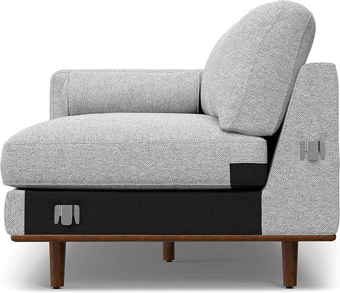 SIMPLIHOME Morrison Right Sectional Sofa in Woven-Blend Recycled Polyester Fabric, Mist Grey, 102-inches Wide, L-Shaped Couch with Right Chaise for the Living Room and Family Room