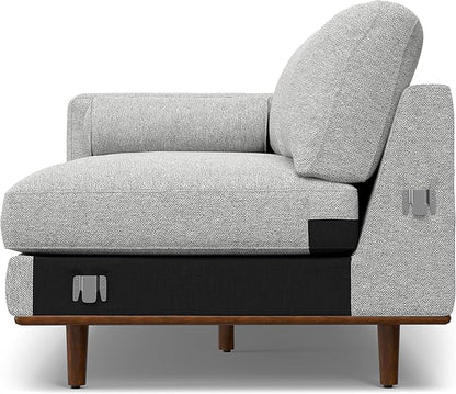 SIMPLIHOME Morrison Right Sectional Sofa in Woven-Blend Recycled Polyester Fabric, Mist Grey, 102-inches Wide, L-Shaped Couch with Right Chaise for the Living Room and Family Room