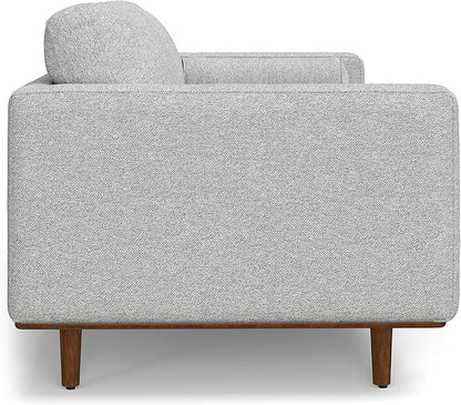 SIMPLIHOME Morrison Mid-Century Modern 89 inch Wide Sofa with Ottoman Set in Mist Grey Woven-Blend Fabric for the Living Room and Family Room