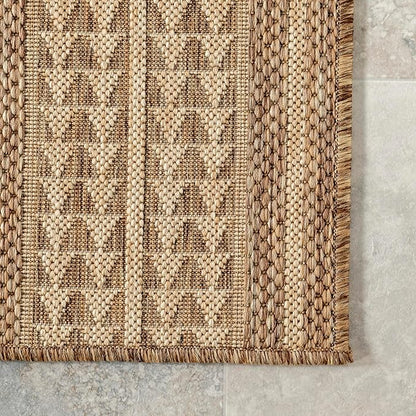 Nuloom Ranya Light Brown/Ivory, 9' 6" x 12', Tribal Geometric, Soft and Cozy, High Traffic, Stain Resistant, Easy Clean, Durable Area Rug for Indoor/Outdoor Patio, Deck, Porch, Garden, Courtyard