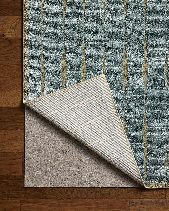Loloi Chris Loves Julia Calvin Collection CLV-02 Ocean/Olive 2'-3" x 3'-10" Accent Rug Checkered Neutral Soft Living Room Bedroom Carpet