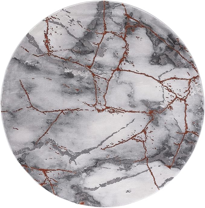 SAFAVIEH Craft Collection 10' Round Grey/Orange CFT877P Modern Abstract Non-Shedding Entryway Foyer Living Room Bedroom Kitchen Area Rug