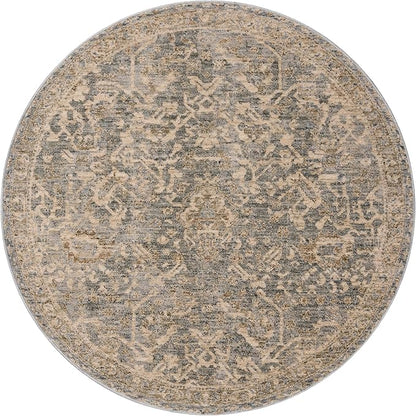 Loloi Magnolia Home by Joanna Gaines Junie Collection JUE-01 Blue/Natural 5'-3" x 5'-3", .38" Pile Height, Round Area Rug