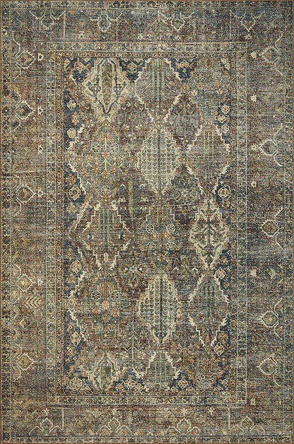 Loloi Magnolia Home by Joanna Gaines Banks Collection BAN-05 Spice/Blue 2'-6" x 12'-0", .13" Pile Height, Machine Washable, Runner Rug