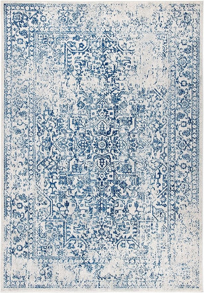 SAFAVIEH Area Rug 9x12 - Evoke Collection - Large - Ivory & Navy, Distressed Design, Non-Shedding & Easy to Clean, Ideal for Living Room, Bedroom, Dining Space (EVK256N)