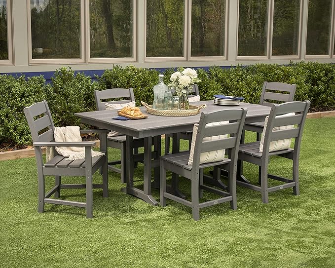 POLYWOOD Lakeside Farmhouse Rectangle Outdoor Dining Table, 37" x 72", All-Weather HDPE Patio Furniture, Fade Proof, Stain Proof, Mahogany