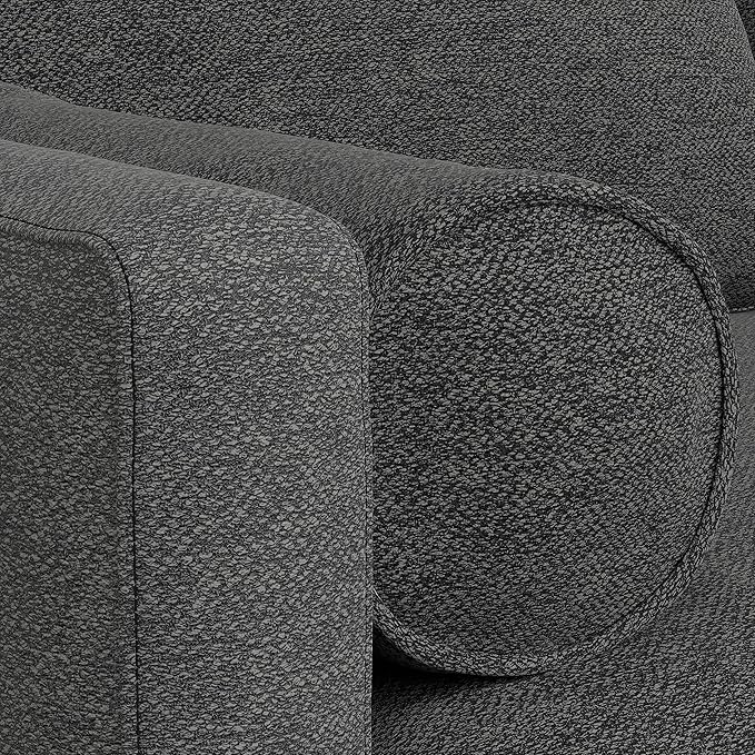 SIMPLIHOME Morrison 89-inch Wide Sofa in Charcoal Grey Woven-Blend Fabric, Handcrafted Mid-Century Modern Couch for Living Room or Family Room, Single Bench Cushion, Bolster Pillows