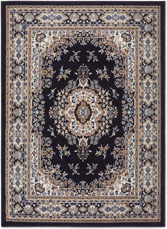 Home Dynamix Premium Sakarya Traditional Medallion Border Area Rug, Navy Blue, 21"x35" Rectangle