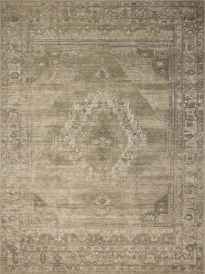 Loloi Amber Lewis Cambria Collection CBR-03 Sand/Olive 8'-6" x 11'-6" Area Rug Jute, Neutral, Vintage Style, Antique Tone, Living, Bedroom, Dining, Carpet