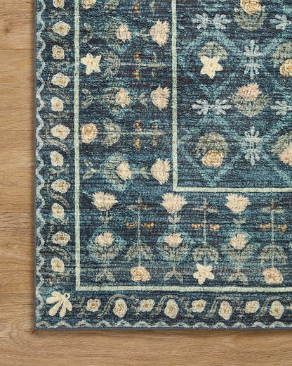 Loloi Rifle Paper Co. Eden Collection EDE-03 Lattice Indigo 2'-6" x 9'-6" Runner Rug feat. CloudPile™