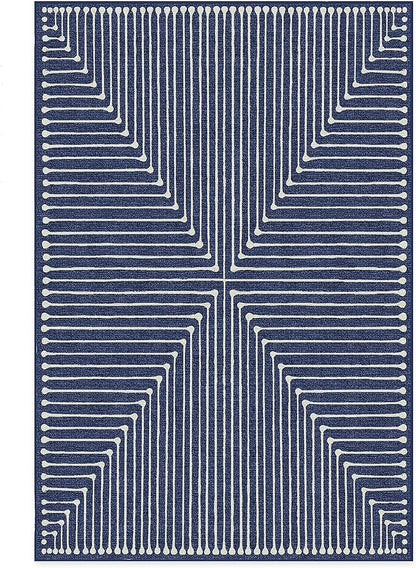 RUGGABLE x Jonathan Adler Machine Washable Modern Area Rug – Inkdrop Lapis Blue 6x9, Stain-Resistant, Non-Slip – Medium Rugs for Living Room, Bedroom, Hallway, Entryway & Office–with Cushioned Pad