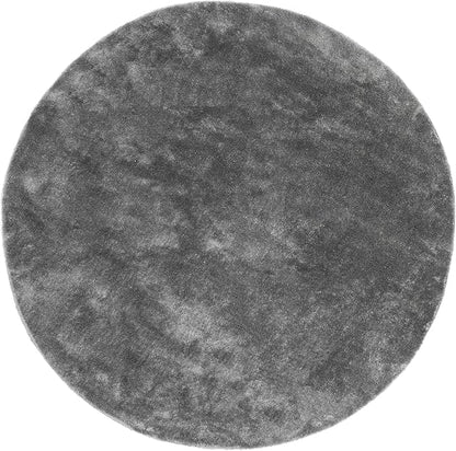 nuLOOM 4' Round Cozy Plush Area Rug, Machine Washable, Non-Slip, Soft Fluffy Shag Carpet for Living Room Bedroom Kids Room Nursery Home Decor, Loni Grey