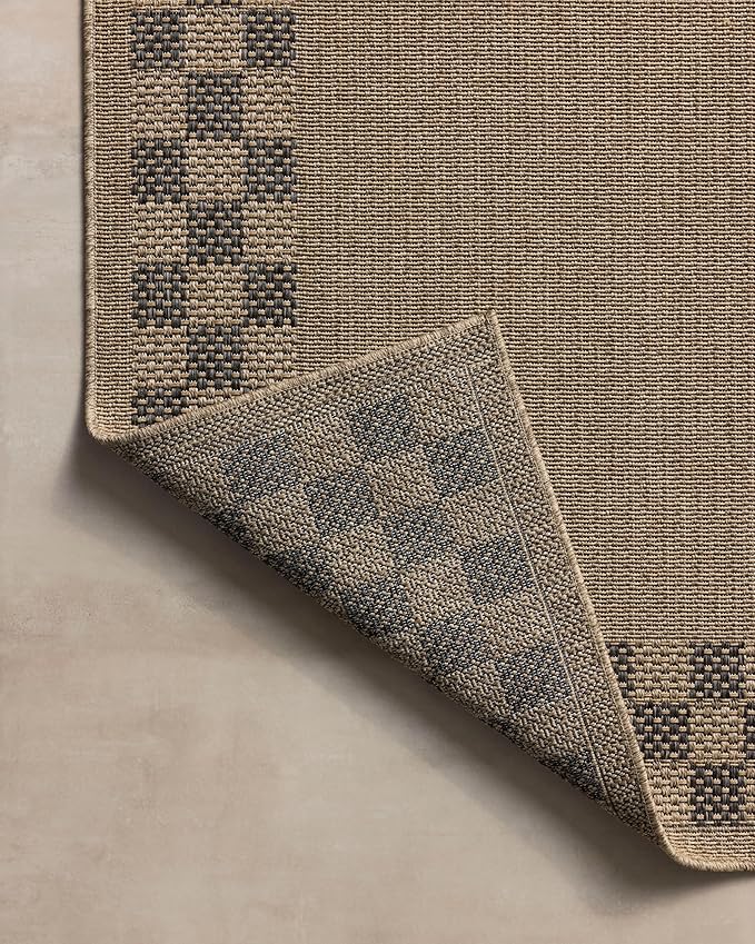 Loloi Chris Loves Julia Providence Collection PRC-01 Natural/Charcoal 7'-6" x 7'-6", .12" Pile Height, Indoor/Outdoor Round Area Rug