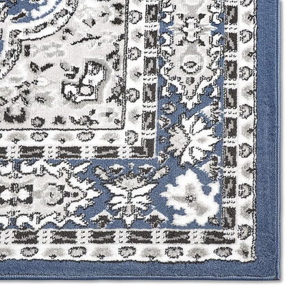 Home Dynamix Premium Sakarya Traditional Medallion Border Area Rug, Midnight Blue, 7'8"x10'7" Rectangle
