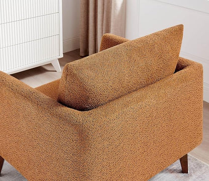 Oversized Accent Chair Modern Boucle Armchair for Living Room- 37" Wide Accent Chair with Solid Wood Legs, Curry Upholstered Lounge Chair for Bedroom & Office, Cozy Reading Chair (Easy Assembly)