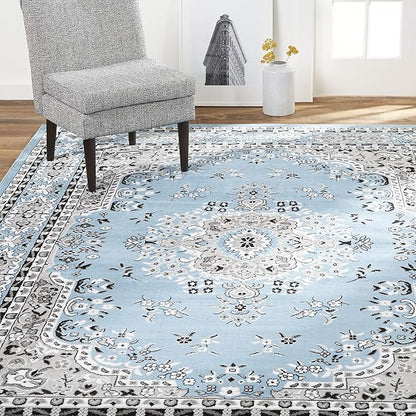 Home Dynamix Premium Sakarya Traditional Medallion Border Area Rug, Blue, 9'2"x12'5" Rectangle
