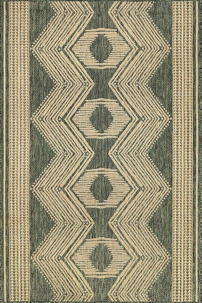 nuLOOM 8' x 10' Outdoor Tribal Geometric Area Rug, Stain Resistant, Weather Resistant, High Traffic, Patio, Balcony, Outside, Ranya Green
