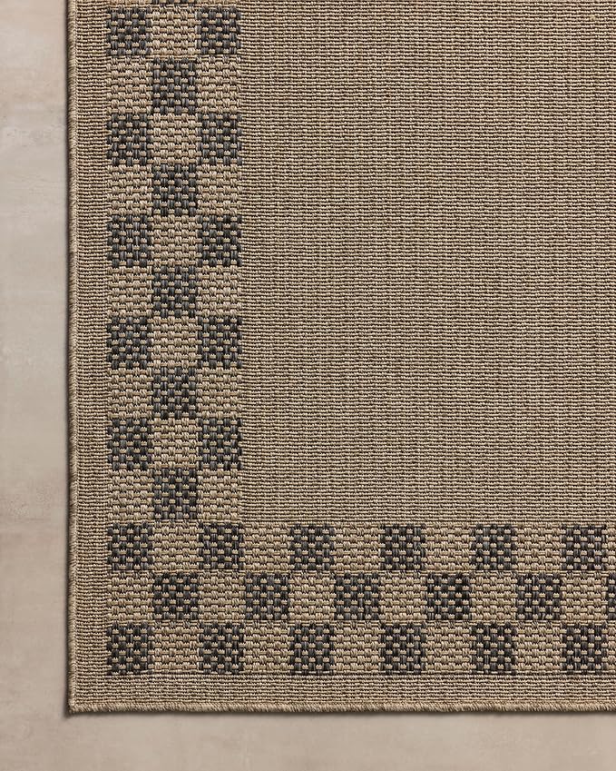 Loloi Chris Loves Julia Providence Collection PRC-01 Natural/Charcoal 7'-6" x 7'-6", .12" Pile Height, Indoor/Outdoor Round Area Rug