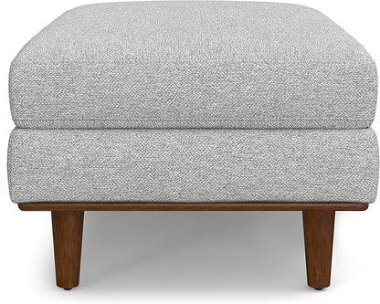 SIMPLIHOME Morrison 49-inch Wide Table Ottoman in Mist Grey Woven-Blend Fabric, Multifunctional Footrest, Coffee Table, or Extra Seating for Living Room, Mid-Century Modern Style