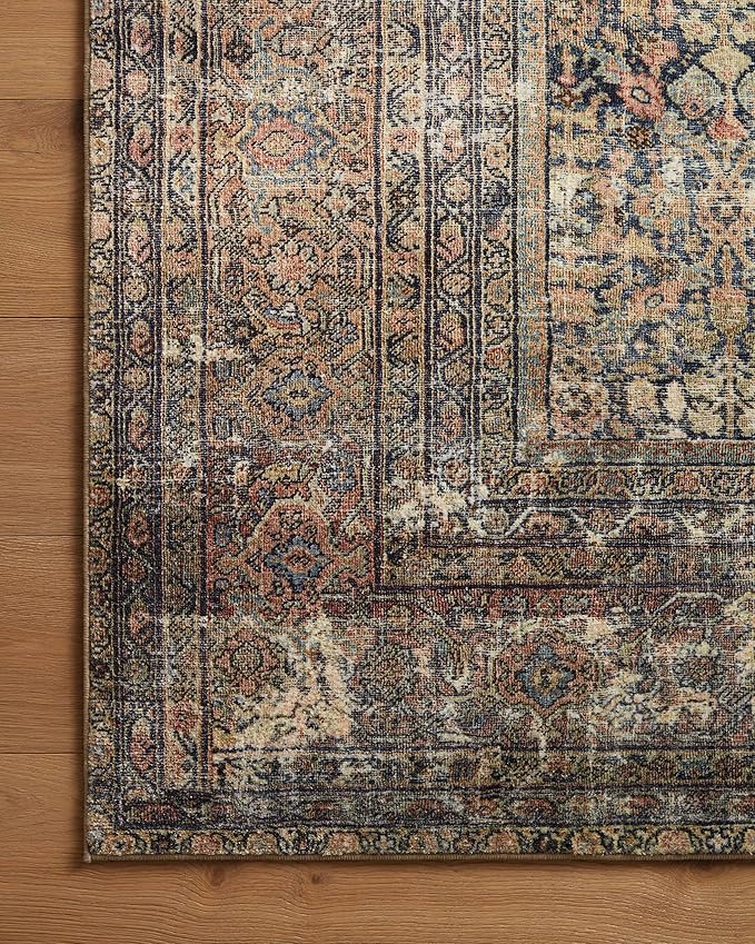 Loloi Amber Lewis Morgan Collection MOG-03 Denim/Multi 2'-0" x 5'-0" 38" Thick Accent Rug feat. CloudPile, Neutral, Room Décor, Vintage Inspired, Livingroom, Bedroom, Dining Area