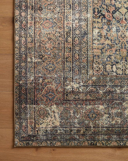 Loloi Amber Lewis Morgan Collection MOG-03 Denim/Multi 2'-0" x 5'-0" 38" Thick Accent Rug feat. CloudPile, Neutral, Room Décor, Vintage Inspired, Livingroom, Bedroom, Dining Area