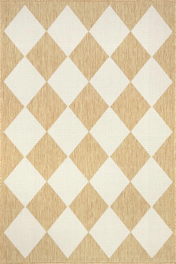 nuLOOM 10' x 14' Outdoor Performance Area Rug, Stain Resistant, Weather Resistant, High Traffic, Patio, Balcony, Outside, Sabina Tan