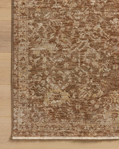 Loloi Magnolia Home by Joanna Gaines Junie Collection JUE-01 Clay/Natural 5'-3" x 5'-3", .38" Pile Height, Round Area Rug