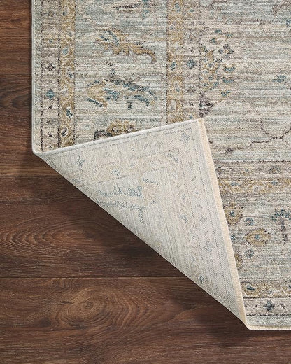 Loloi Magnolia Home by Joanna Gaines Millie Collection MIE-02 Sky/Gold 5'-3" x 7'-6", .25" Pile Height, Area Rug