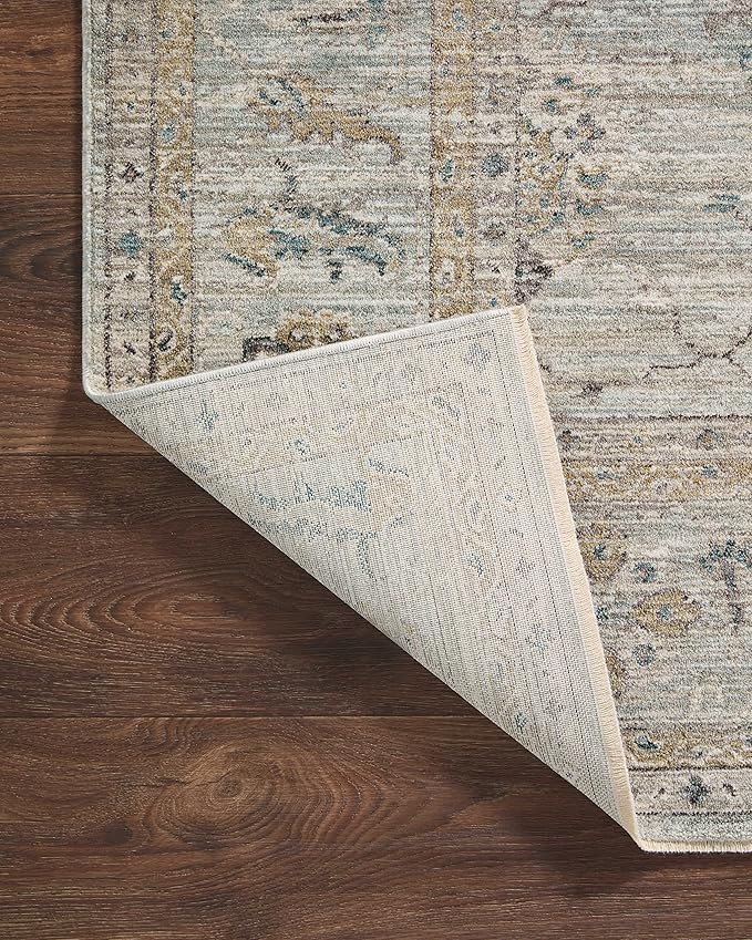 Loloi Magnolia Home by Joanna Gaines Millie Collection MIE-02 Sky/Gold 2'-3" x 3'-10", .25" Pile Height, Accent Rug