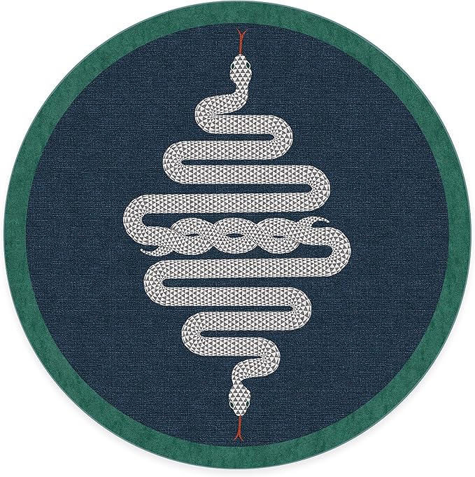 RUGGABLE x Jonathan Adler Machine Washable Modern Area Rug – Venom Sapphire 8 ft Round, Stain-Resistant, Non-Slip – Large Rugs for Living Room, Bedroom, Hallway, Entryway & Office–with Standard Pad