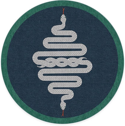 RUGGABLE x Jonathan Adler Machine Washable Modern Area Rug – Venom Sapphire 8 ft Round, Stain-Resistant, Non-Slip – Large Rugs for Living Room, Bedroom, Hallway, Entryway & Office–with Standard Pad