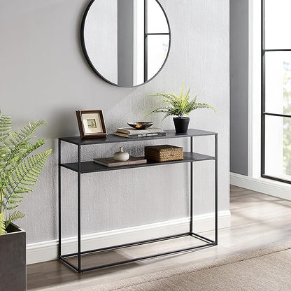 Crosley Furniture Braxton Sofa Console Table with Storage Shelf for Hall, Entryway, or Living Room, Matte Black